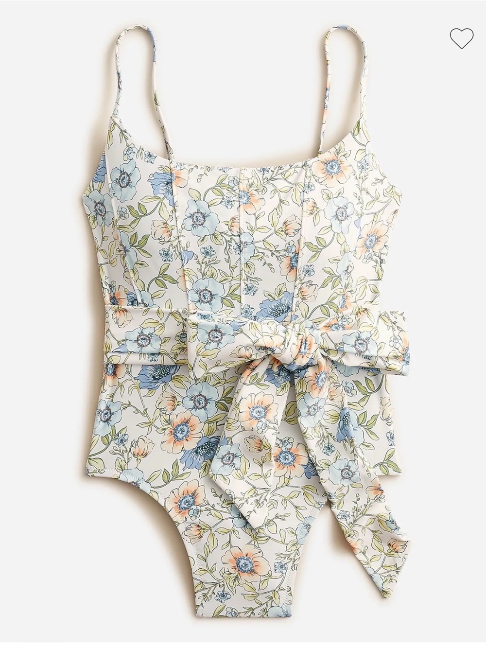 J Crew Topstitched tie-waist one-piece in floral vines